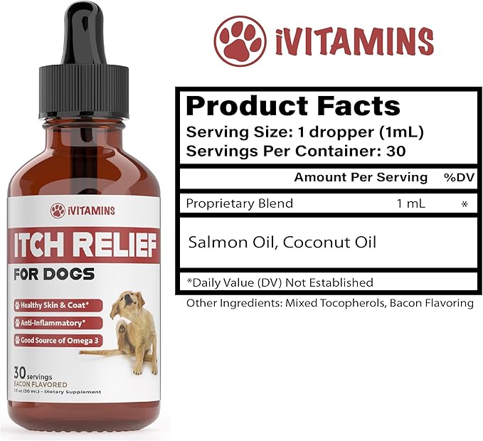 Itch Relief for Dogs | Dog Itch Relief | Helps to Naturally Relieve Itching, Allergies, & More by Improving the Skin & Coat Health | Allergy Relief for Dogs Itching | Dog Itching Skin Relief | 1 fl oz