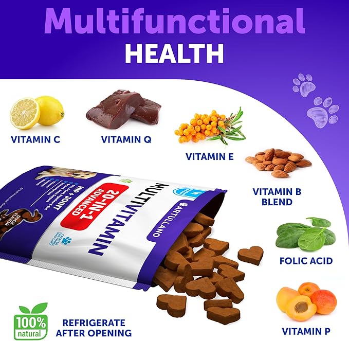 Dog Vitamins - Chewable Dog Multivitamin Treats - Dog Multivitamins for Immunity, Mobility, Gut, Skin - 70 Pet Joint Support Chews - Senior & Puppy Multivitamin for Dogs - Joint Supplement for Dogs