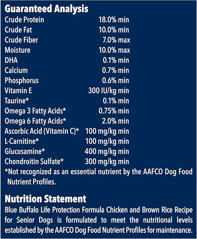 Blue Buffalo Life Protection Formula Natural Senior Dry Dog Food, Chicken and Brown Rice 15-lb