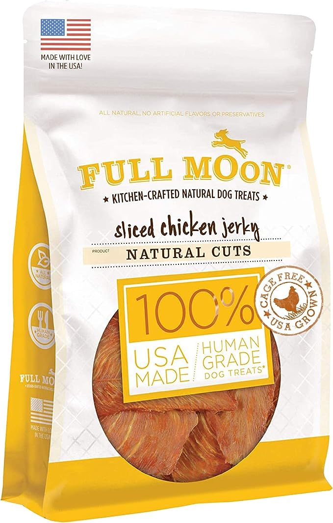 Full Moon Natural Cut Chicken Jerky Healthy All Natural Dog Treats Human Grade Grain Free 12 oz