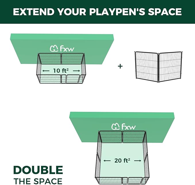FXW Homeplus Dog Playpen Designed for Indoor Use, 32" Height for Medium Dogs, BlackāPatented
