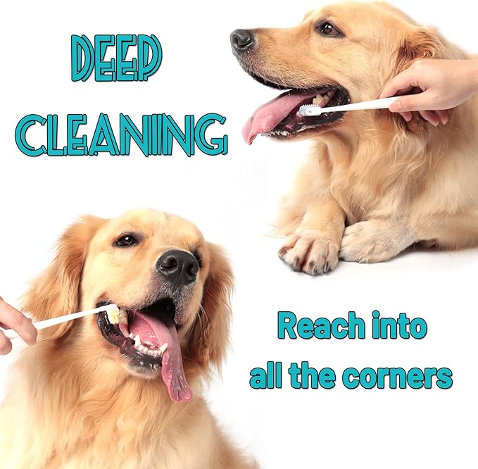 E.M&S.T by Emmeliestella Dog Toothbrush for Large Dogs, Pet Dental Care, Reduce Pets Teeth Plaque, Oral Hygiene, Deep Clean, Soft Bristles, 360 Rotating Brush Head, Removing Bad Breath Tartar, 3PCS