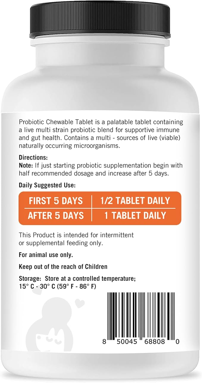 Dog Probiotic Chewable Tablets - Probiotic for Dog - Probiotic Supplement - Lots of Love Pet Products - 60 Count (Pack of 1)