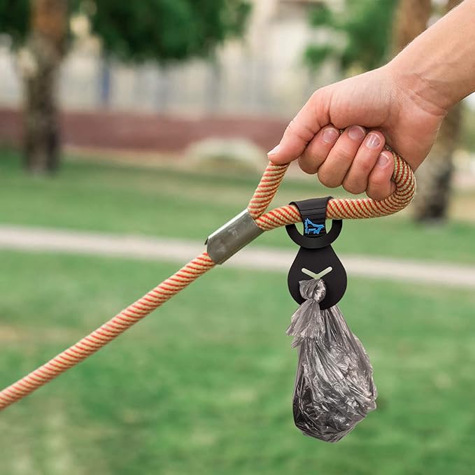 PuppyDoggy Dog Poop Bag Holder for Leash Waste Bag Carrier Dog Poop Bag Dispenser for Walking Running Bicycle Accessory 2 pieces (Black)