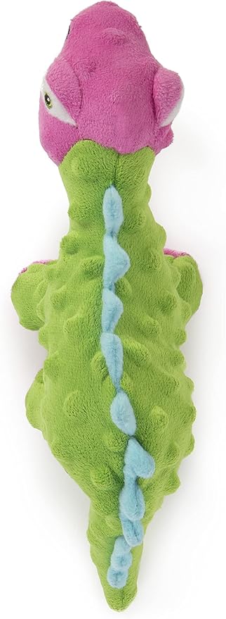 goDog Dinos Spike Squeaky Plush Dog Toy, Chew Guard Technology - Green, Small