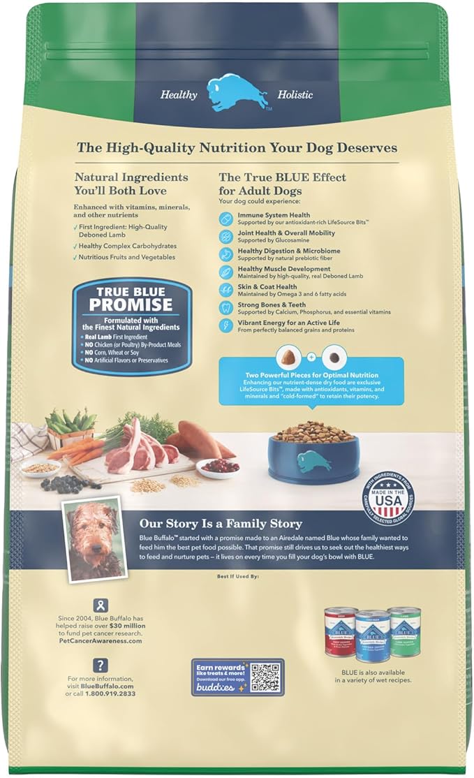Blue Buffalo Life Protection Formula Natural Adult Dry Dog Food, Lamb and Brown Rice 15-lb