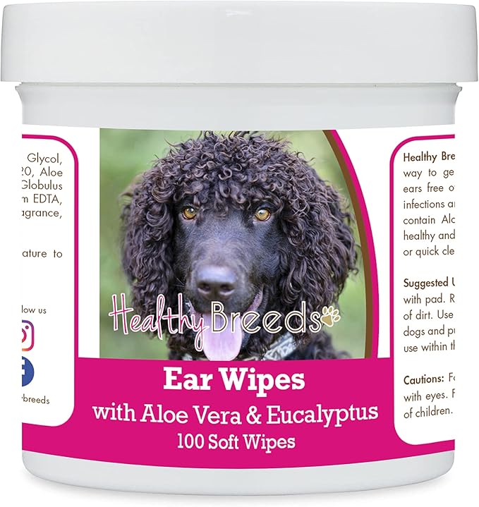 Healthy Breeds Irish Water Spaniel Ear Cleaning Wipes with Aloe & Eucalyptus for Dogs 100 Count