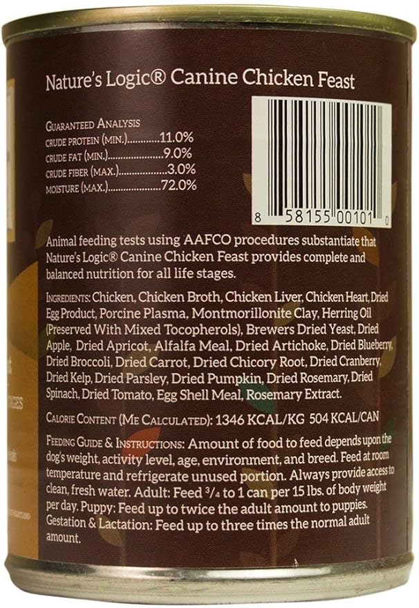 Natures Logic NL00101 Grain-Free Chicken Feast Wet Dog Food, One Size