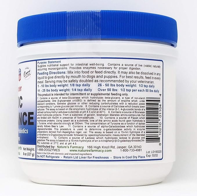 Dogzymes Dissolvable Powder Digestive Enhancer for Dogs, (8 ounce)