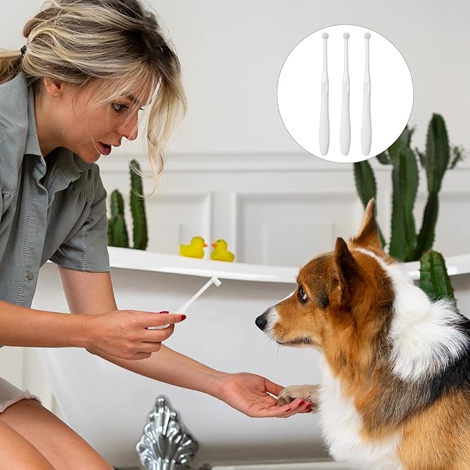 3Pcs Pet Toothbrush with Ultra Soft Nano Bristles, Dog Toothbrushes, Pet Cat Dental Care Oral Hygiene Toothbrush for Sensitive Pet Teeth Gums, Puppy Kitten Toothbrush