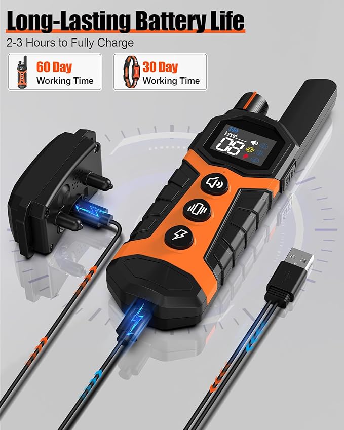 Dog Shock Collar for 2 Dogs- 4000Ft Waterproof Dog Training Collar with Remote for 5-120lbs Small Medium Large Dogs, 3 Channels, Rechargeable E Collars with Beep Vibration Safe Shock Modes (Orange)