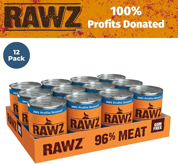 Rawz 96% Meat Canned Wet Food for Dogs 12 Pack/ 12.5 oz. Cans (Salmon)