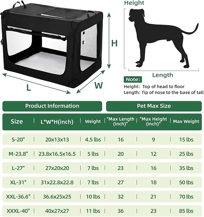 31 inch Soft Collapsible Dog Crate for Medium Dogs, Portable Dog Travel Crate for Indoor & Outdoor, Soft Sided Pet Foldable Kennel Cage with 3-Door Durable Mesh Windows & Strong Steel Frame