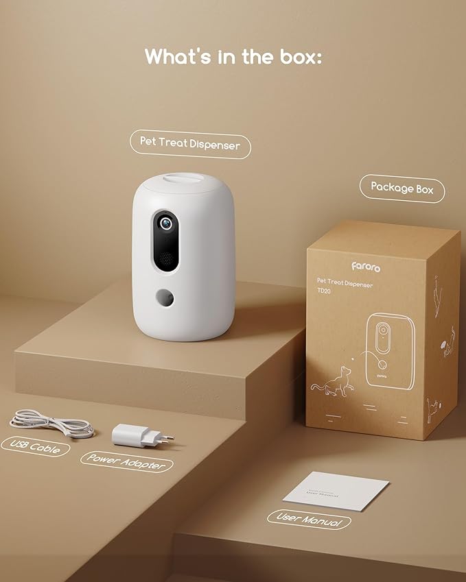 faroro 2K Pet Camera with Treat Dispenser, 5G WiFi Dog Camera with Speaker, Phone App, 2-Way Audio, Night Vision, Motion Alerts for Treat Tossing and Monitoring Your Pet Remotely