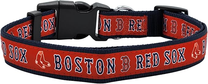 MLB Boston Red Sox Licensed PET COLLAR- Heavy-Duty, Strong, and Durable Dog Collar. Available in 29 Baseball Teams and 4 Sizes