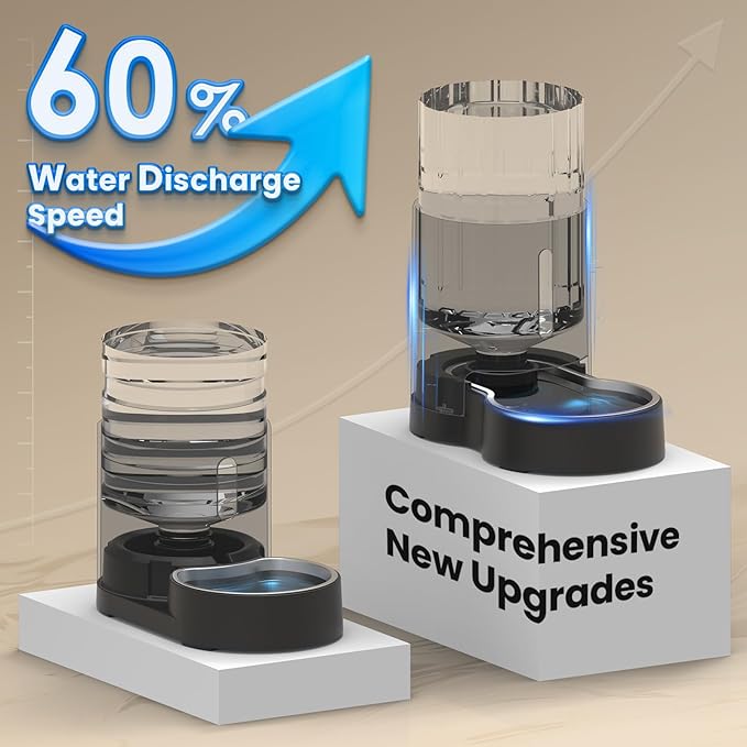 CZPET Dog Water Bowl Dispenser, 4L/1Gal/135Oz Stainless Steel Bowl, Automatic Gravity Cat Water Dispenser, Cat Water Bowl, Safe and Unplugged for Cat Dog