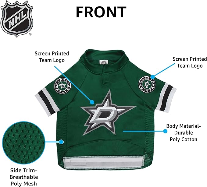 Pets First NHL Dallas Stars Jersey for Dogs & Cats, Small. - Let Your Pet Be A Real NHL Fan!