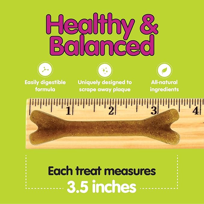 Belly Bones for Dogs, 13 Yogurt Flavor Small Dog Dental Treats (Made in USA) - 13 Count Dog Treats for Small Dogs - Plaque and Tartar Control for Fresh Breath, Digestive Health Support