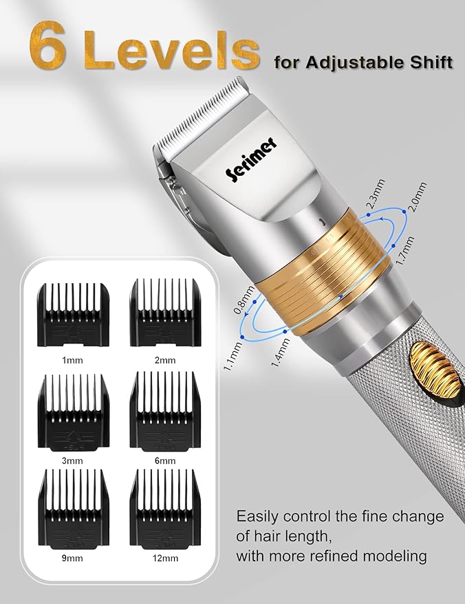 Dog Clippers for Grooming, Professional 15V Heavy Duty Dog Hair Clipper,Pet Hair Trimmers for Thick Coats,Low Noise Cord Dog Grooming Clippers with Guard Combs Brush for Dog Cat
