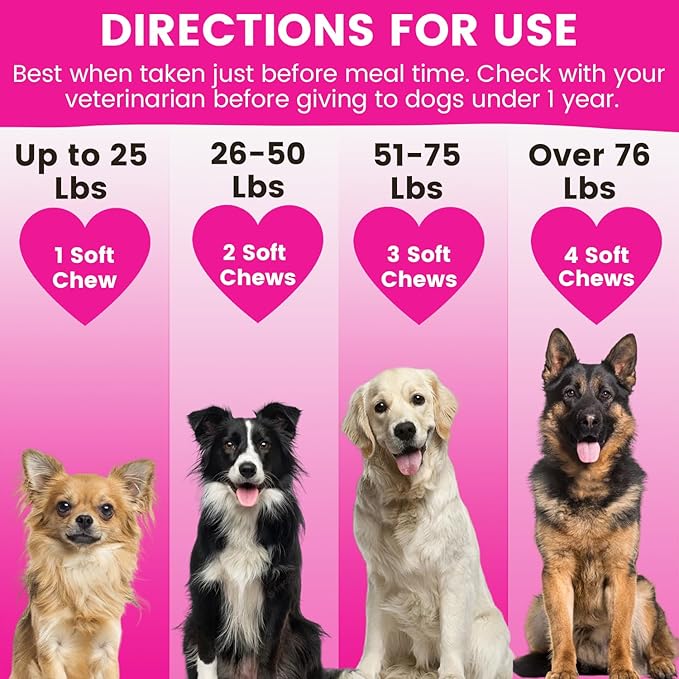 Digestive Support Probiotics, Prebiotics, Postbiotics for Dogs | Soft Chews Supplements for Itchy Skin, Ears, Paw Licking | Natural Enzymes for Canine Gut Health, Diarrhea & Bowel Support