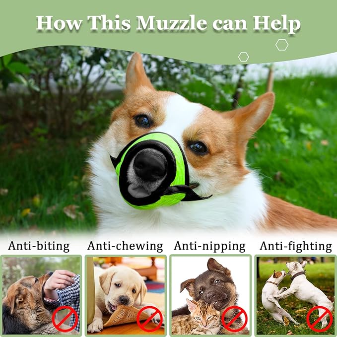 Mayerzon Dog Muzzle, Soft Mesh Muzzle for Small Medium Large Dogs Chihuahua Poodles Beagle Dachshund Corgis Labrador, Puppy Muzzle for Biting Chewing Grooming, Allows Panting Drinking