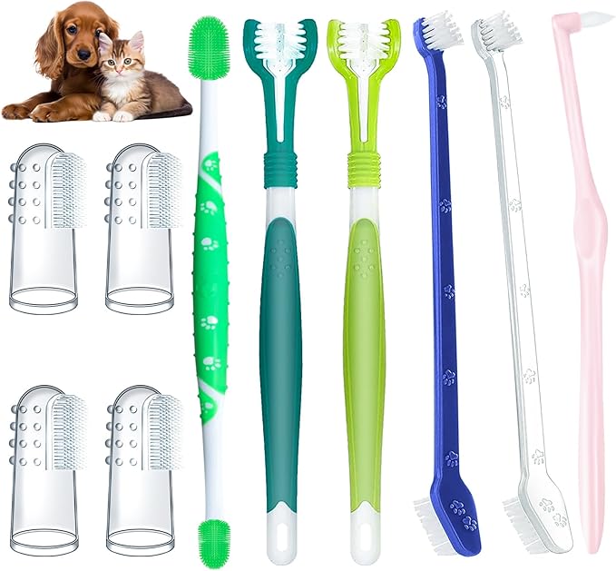 10 Pack Toothbrush for Dogs Dog Tooth Brushing Kit, Three Sided Dog Tooth Brush Double Headed Dog Toothbrush Puppy Tooth Brushing Kit Silicone Dog Finger Toothbrush Cat Toothbrush for Pet Dental Care