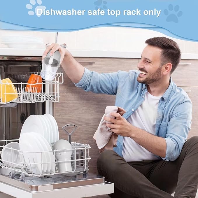 Portable Dog Water Bottle - Dishwasher Safe Material Multifunctonal Pet Dispenser Outdoor 2in1 Leek-Proof Dog Water Bottle with Perfect Sink Size - Quench Your Dog's Thirst On-The-Go(Gray)