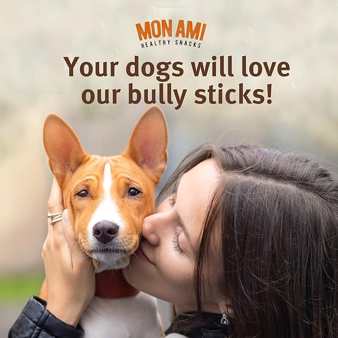 Mon Ami Regular Bully Sticks for Large and Small Dogs (11-12 inches, Pack of 16) - Grass Fed Dog Treats - Bully Sticks Natural Dog Treat