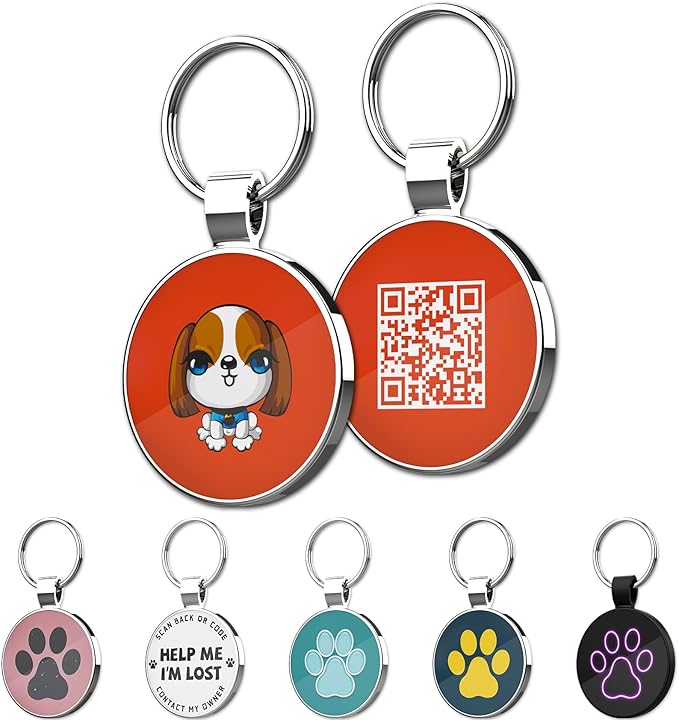 MYLUCKYTAG QR Code Pet ID Tags Dog Tags - Pet Online Profile - Scan QR Receive Instant Pet Location Alert Email