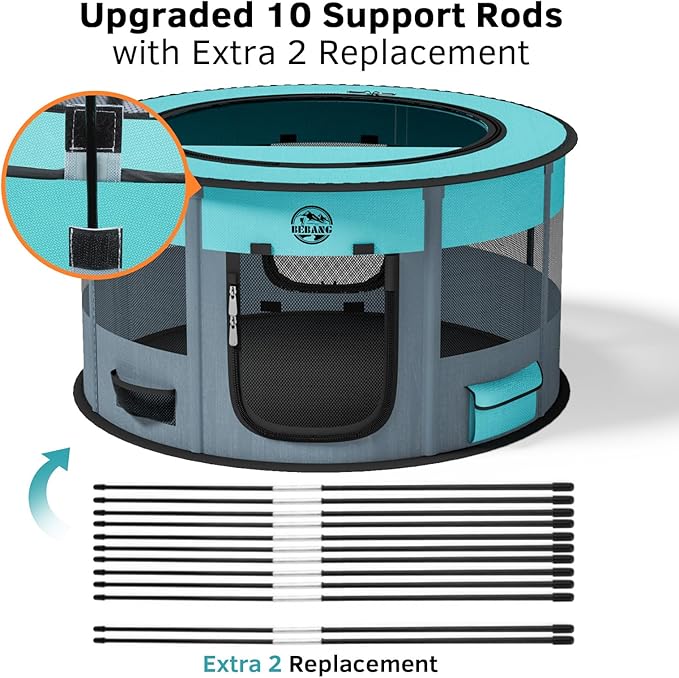 Playpen for Dogs, 44"*44"*24" Large Foldable Pet Play Pens Indoor Outdoor Exercise Pen with Carrying Case Food Bowl for Cat Puppy Rabbit
