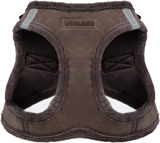 Voyager Step-In Plush Dog Harness – Soft Plush, Step In Vest Harness for Small and Medium Dogs by Best Pet Supplies - Harness (Chocolate Suede), L (Chest: 18 - 20.5")