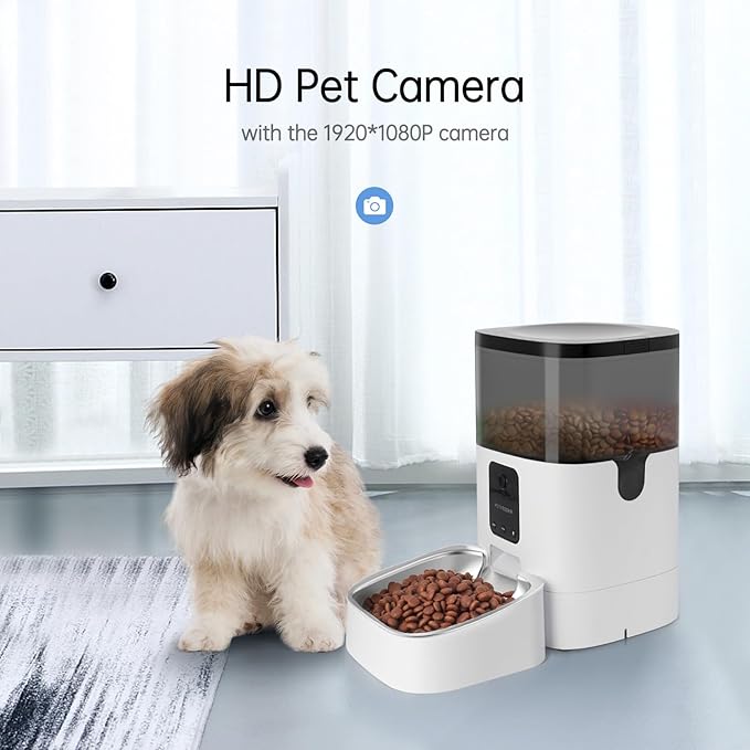 Pet Camera Treat Dispenser, Automatic Cat Feeders with Camera, Automatic Pet Feeder for Cats and Small Dogs with Night Vision Two Way Audio and Video (Support 2.4GHz Wi-Fi only, No Suscription Fee)