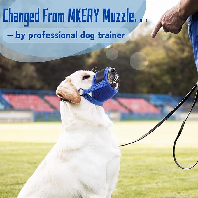 Dog Muzzle, Soft Muzzle for Medium Large Sized Dog to Anti and Prevent Biting Barking Chewing, Air Mesh Large No Barking Muzzle with Reflective & Adjustable Strap (Suitable for all dog sizes)