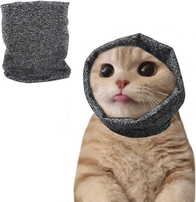 Dog Noise Cancelling Ear Muffs, Dog Ear Cover for Anxiety Relief& Calming Dogs, Snood for Dog Cat Noise Reduce Grooming Bathing, Neck and Ear Warm Ear Muffs,Grey M