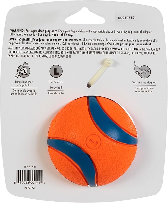 Chuckit Ultra Tug Dog Toy, Large Fetch and Dog Ball Tug Toy for Dogs 60-100 Pounds