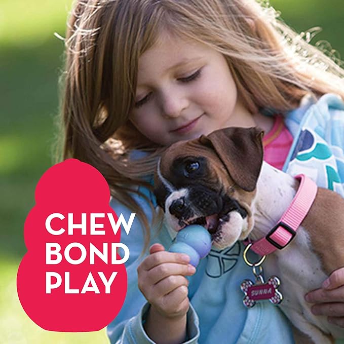 KONG Puppy - Natural Teething Rubber Chew Toy for Dogs - Stuffable Dog Toy for Extended Playtime - Chew & Fetch Toy for Puppies - for Large Puppies - Blue