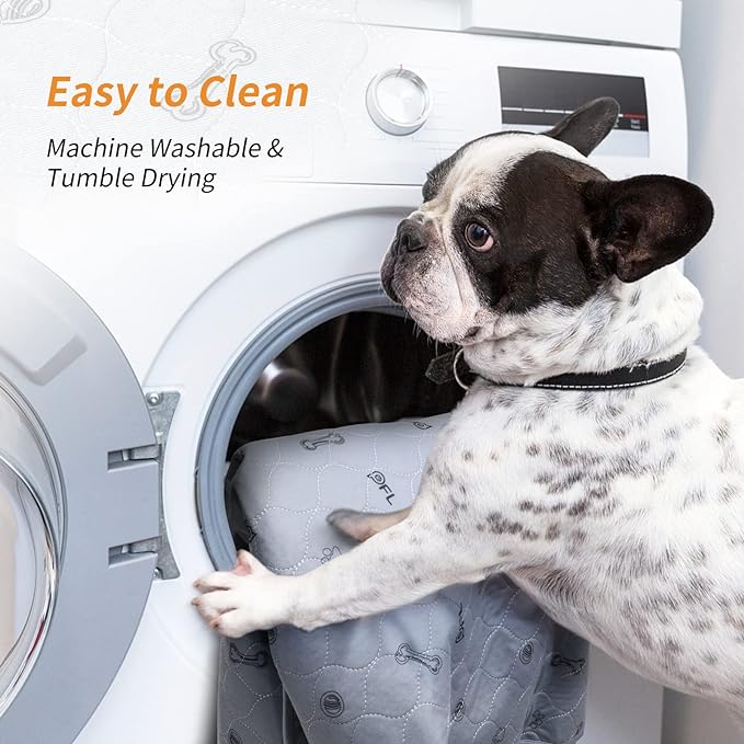 Washable pee pads for dogs, 4Pack Reusable Puppy Training Pads 34x36, Absorbent Whelping Pads with Bone Print, Non-Slip Waterproof Pet Training Pads for Couch, Crate, Potty Training