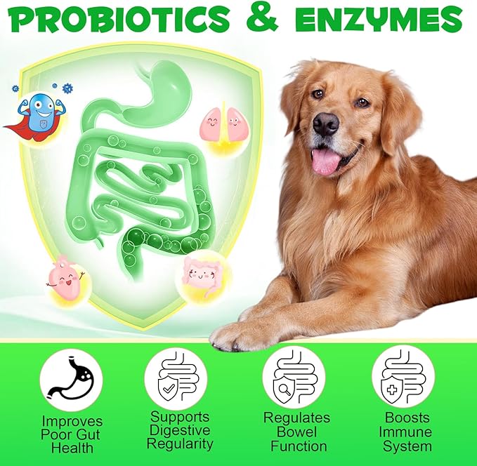 Probiotics for Dogs, 180 Tablets Dog Probiotic for Gut Health with Enzyme Blends & Prebiotic, Pet Health Supplement Probiotic Supports Digestive Health, Immune System Booster - Peking Duck Flavour