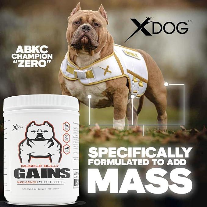 Gains - Mass Weight Gainer, Whey Protein for Dogs (Bull Breeds, Pit Bulls, Bullies) Increase Healthy Natural Weight, Made in The USA (45 Servings)