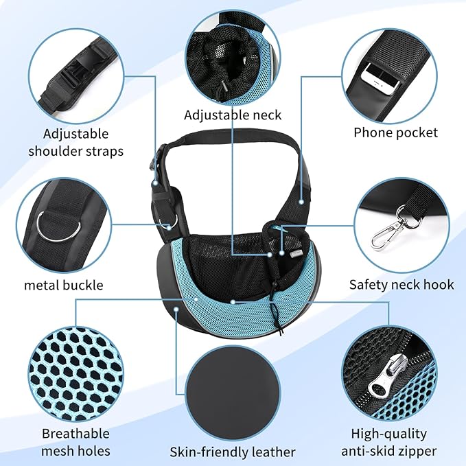 YUDODO Pet Dog Sling Carrier Breathable Mesh Travel Safe Sling Bag Carrier for Dogs Cats