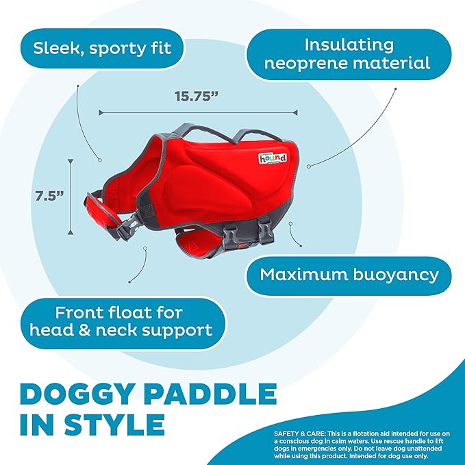 Outward Hound Dawson Swim Red Dog Life Jacket, Large