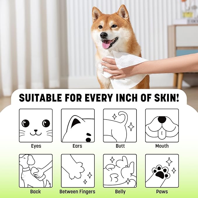 Dog Wipes for Paws and Butt, Plant-Based Large Pet Wipes for Dogs/Cats Hypoallergenic, 8X9 Inch Easy to Use Dog/Cat/Puppy Cleaning Grooming Wipes, Gentle, Degradable (200 Count, Raspberry)