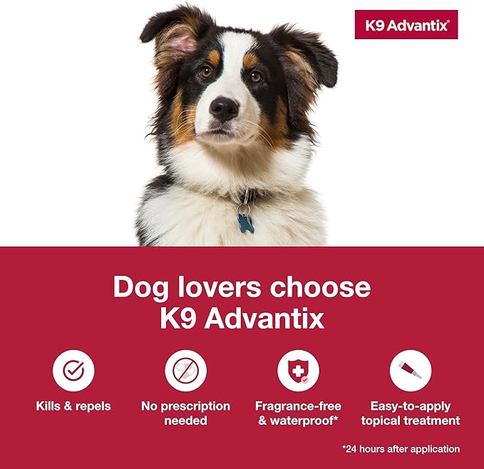 K9 Advantix Flea, Tick & Mosquito Prevention for Dogs Over 55 lbs. | Flea Drops for Extra Large Dogs | Apply Monthly | 2 Treatments