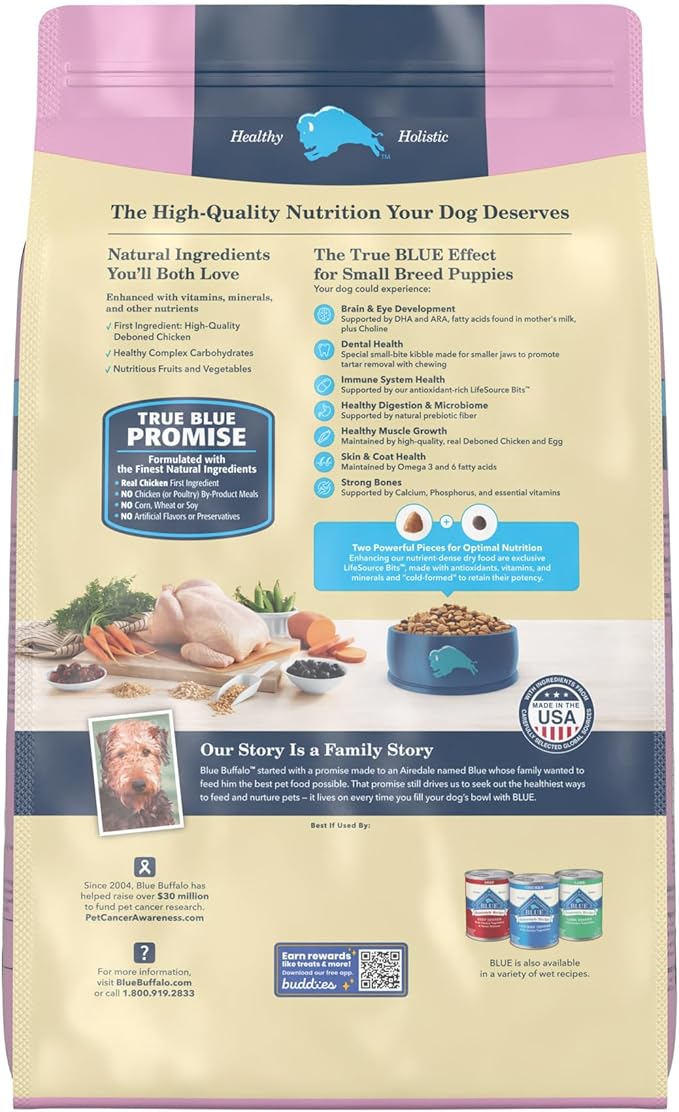 Blue Buffalo Life Protection Formula Natural Puppy Small Breed Dry Dog Food, Chicken and Oatmeal 15-lb