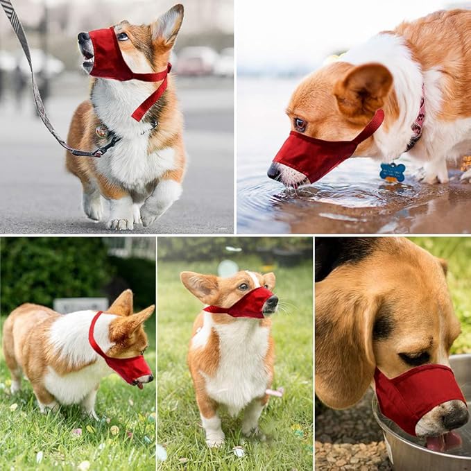 Coppthinktu Dog Muzzle Suit, 7PCS Dog Muzzles for Biting Barking Chewing, Adjustable Dog Mouth Cover for Small Medium Large Dogs, Soft Comfortable Dog Muzzle for Long Snout