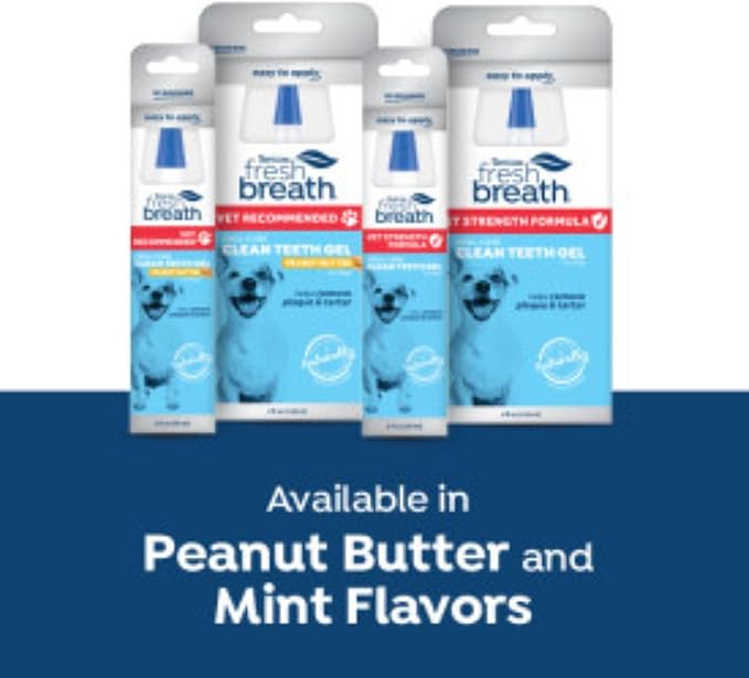 Fresh Breath Certified Wellness Collection Vet Recommended Peanut Butter Oral Care Clean Teeth Gel for Dogs, 4oz - Removes Plaque & Tartar - Cleans Teeth - Dog Dental Care - No Brushing Required