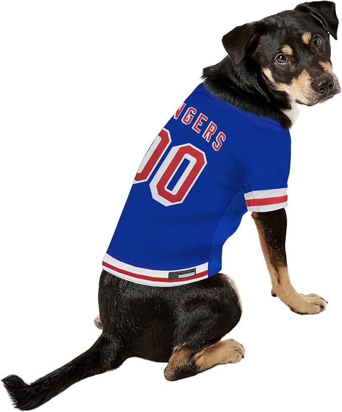 Pets First NHL New York Rangers Jersey for Dogs & Cats, Large. - Let Your Pet Be A Real NHL Fan!