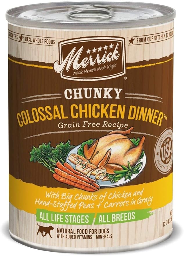 Merrick Chunky Canned Dog Food Variety Pack - 3 Flavors (12 Pack)