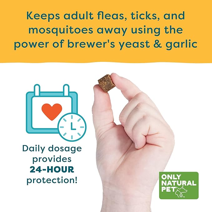 Only Natural Pet EasyDefense Barrier Bites Soft Flea Chews for Dogs - First Line of Defense Againts Fleas & Ticks, Boosts Immune System and Healthy Skin & Coat - (90 Bacon Flavored Soft Chews) 2 Pack