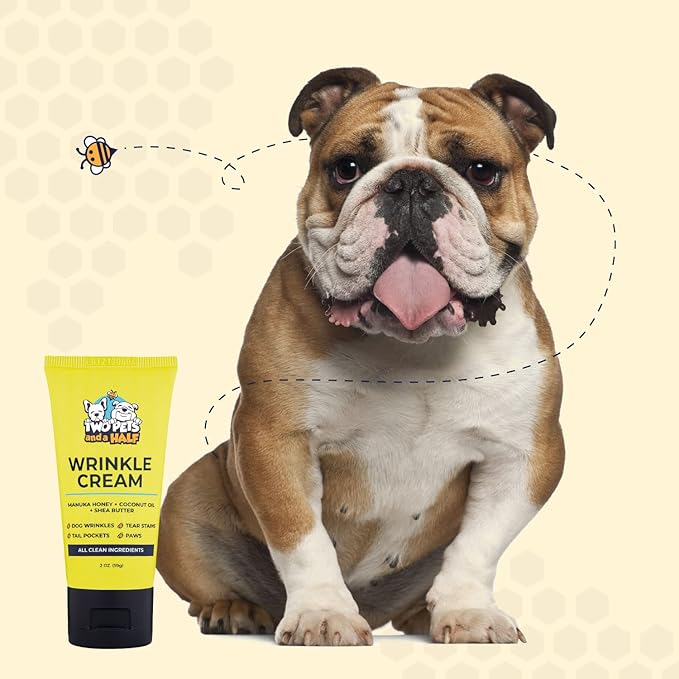 Wrinkle Paste For Bulldogs (2oz)+Wrinkle Wipes French Bulldog(50Wipes)-Say Bye To Rash On French & English Bulldog, Pug- French Bulldog Accessories Anti Itch Treatment for Wrinkles, Paw, Tail Pockets